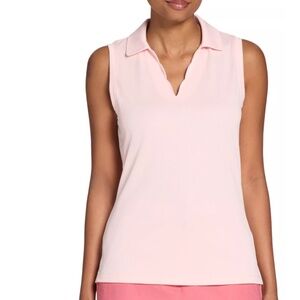 Lady Hagen Walter Hagen Women's Clubhouse Scallop Sleeveless Pink Polo